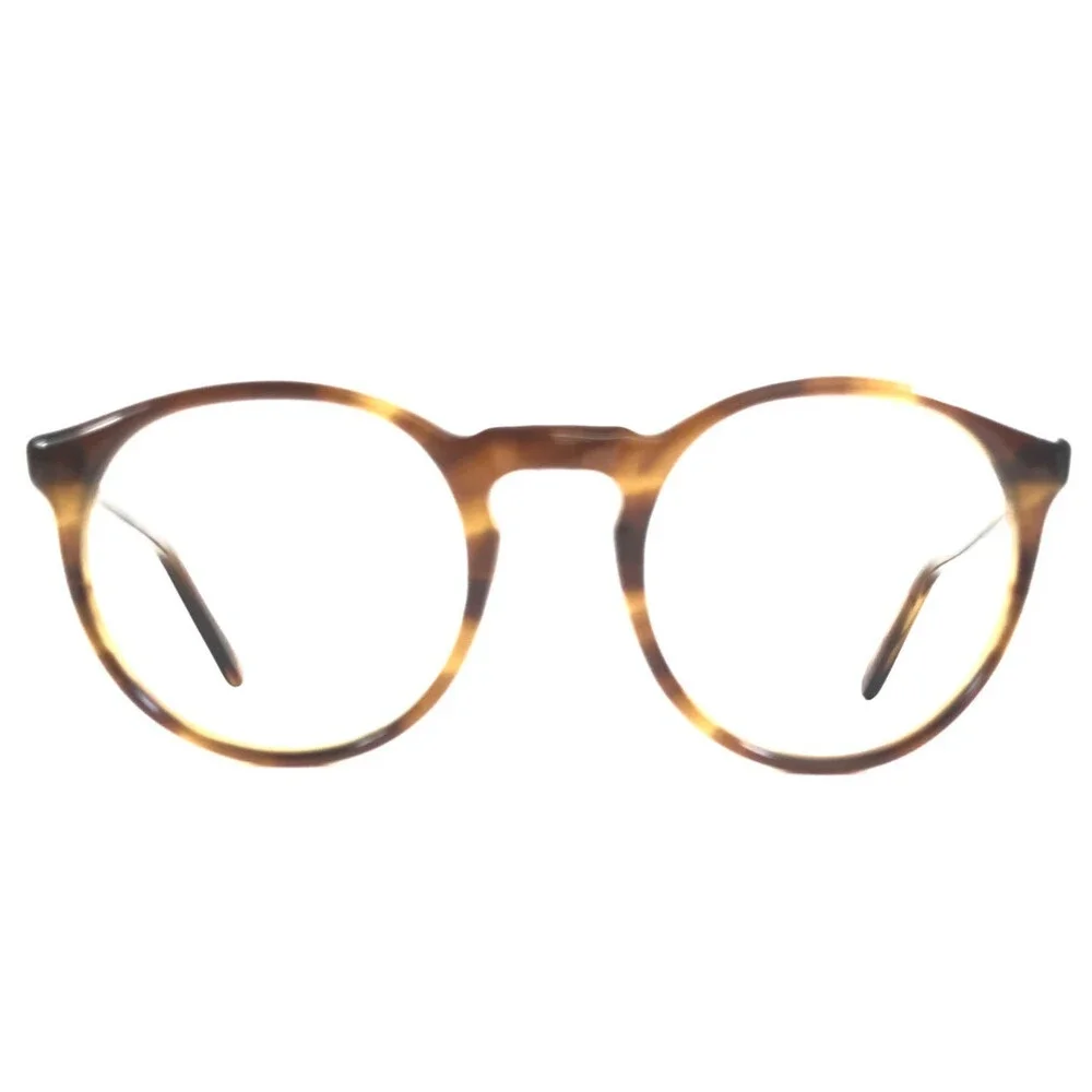 Vintage Eyeglasses Frames MAY 21 070 Polished Horn Brown Round 46-22-128